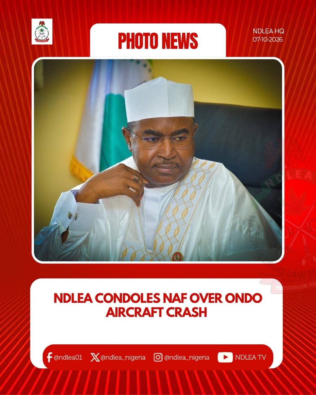 NDLEA condoles NAF over Ondo aircraft crash NDLEA condoles NAF over Ondo aircraft crash